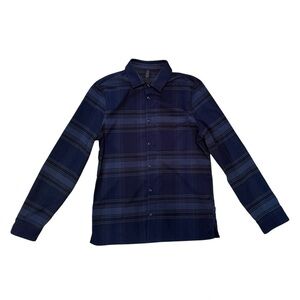 Lululemon Men’s Mason Peak Blue Plaid Flannel Size S Button Up Warm Everyday